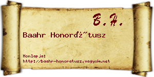 Baahr Honorátusz névjegykártya